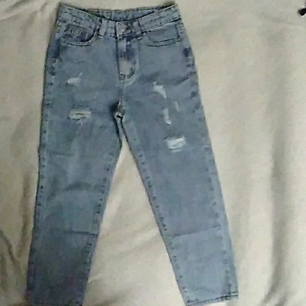 Shein kids/tween size 1 cotton distressed jeans